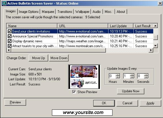 Screenshot of Active Bulletin Screen Saver