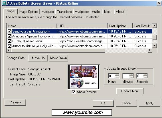 Active Bulletin Screen Saver - Update screensaver image remotely by Internet