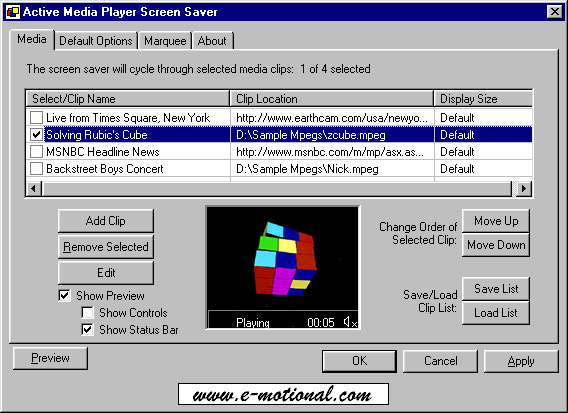Screenshot of Active Media Player Screen Saver 3.0