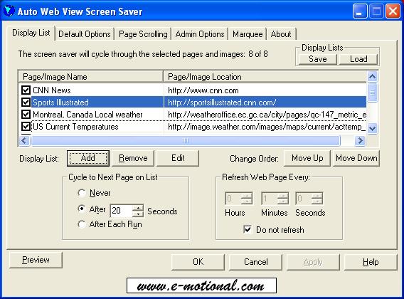 Screenshot of Auto Web View Screensaver