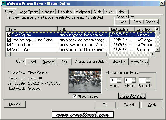 Screenshot of Webcam Screen Saver 2.0